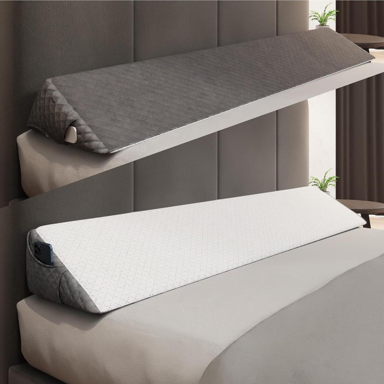 Main image of Bed Wedge Gap Filler | Flippable 2 Sided to Change Your Decor Wedge Pillow Headboard Pillow | Bed Gap Filler Headboard Wedge Pillow | Pillow Wedge For Headboard Gap Mattress Gap Filler Full Size