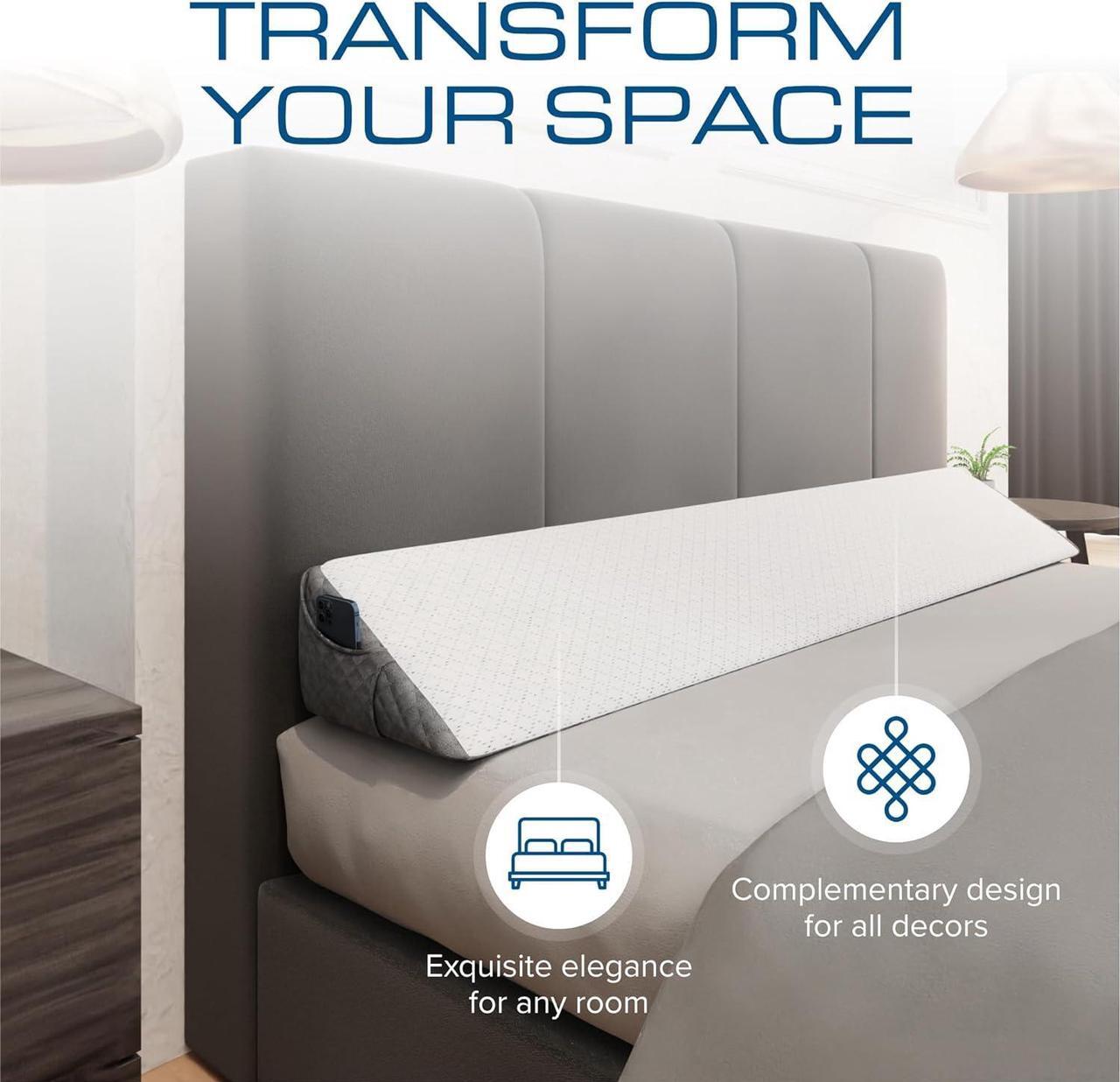 Alt view image 5 of 7 - Bed Wedge Gap Filler | Flippable 2 Sided to Change Your Decor Wedge Pillow Headboard Pillow | Bed Gap Filler Headboard Wedge Pillow | Pillow Wedge For Headboard Gap Mattress Gap Filler Full Size