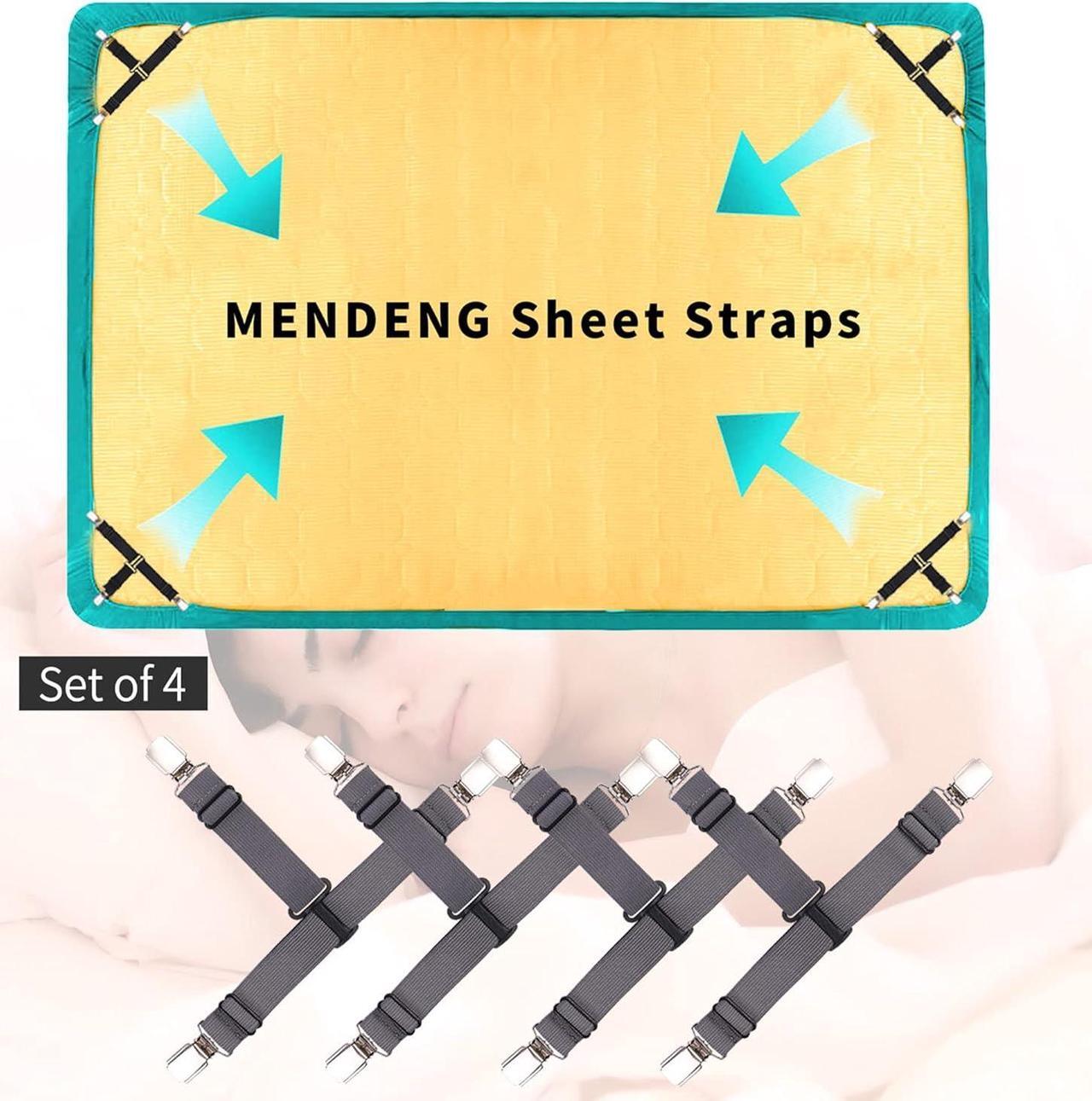 Alt view image 2 of 6 - Bed Sheet Holder Garters Bed Suspenders Sheet Stays Sheet Clips for Bedding Bed Clips for Sheets Grey Sheet Suspenders Queen 4P
