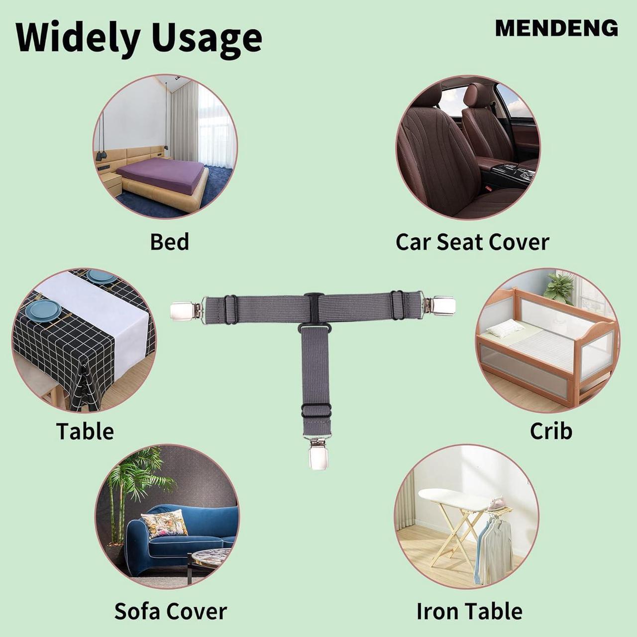 Alt view image 6 of 6 - Bed Sheet Holder Garters Bed Suspenders Sheet Stays Sheet Clips for Bedding Bed Clips for Sheets Grey Sheet Suspenders Queen 4P