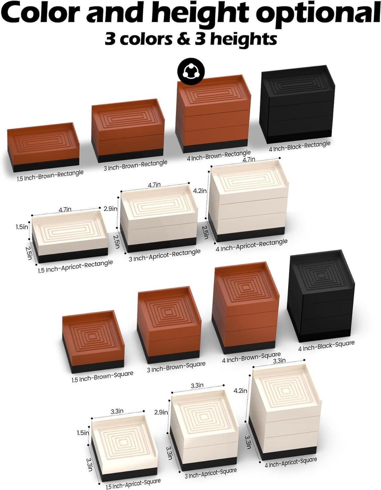 Alt view image 2 of 7 - Furniture Risers Bed/Sofa/Desk/Table/Chair Leg/Fridge Lifts to 1.5 3 and 4 in Square Adjustable Risers Blocks for Extenders Heavy Duty Supports Up to 1300 Lbs 1.5 in-Brown-Square