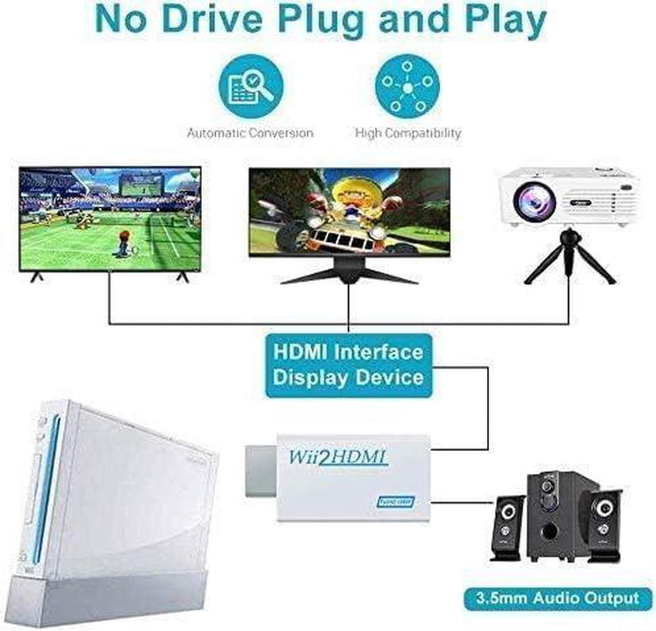 Alt view image 3 of 6 - Wii to HDMI Adapter WII to Hdmi Converter Connect Wii Console to HDMI Display Monitor with 3.5mm Audio Supports All Wii Display Modes
