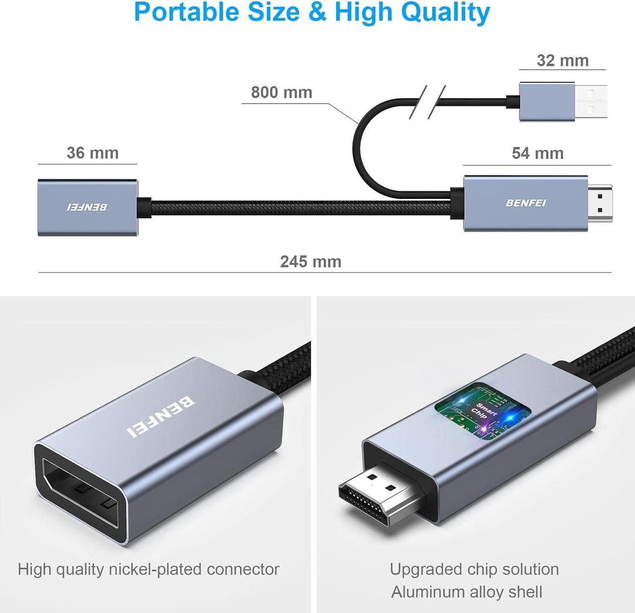 Alt view image 5 of 7 - HDMI to DisplayPort Adapter HDMI Source to DisplayPort Monitor Compatible with PC Graphics Card Laptop PS5 Xbox One(360) Supporting 4K@60Hz 2K@144Hz 1080P@165Hz