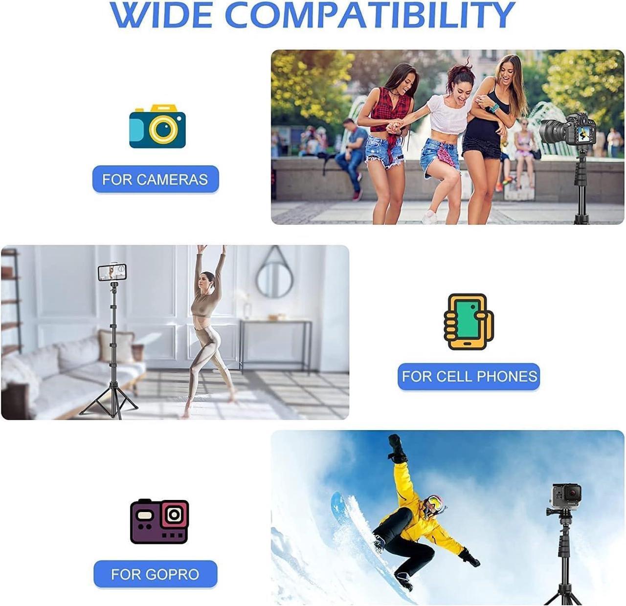 Alt view image 3 of 6 - 62 Phone Tripod & Selfie Stick Extendable Cell Phone Tripod Stand with Wireless Remote and Phone Holder Compatible with iPhone Android Phone Camera