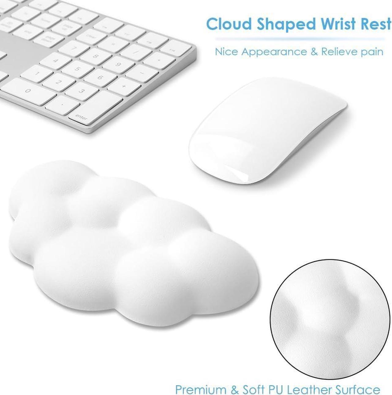 Alt view image 3 of 7 - Cloud Wrist Rest Cushion for Mouse Ergonomic Soft PU Leather Memory Foam Wrist Pain Relief Mouse Wrist Support Pad with Anti-Skid Base for Office School Home Laptop & Computer Mouse (White)