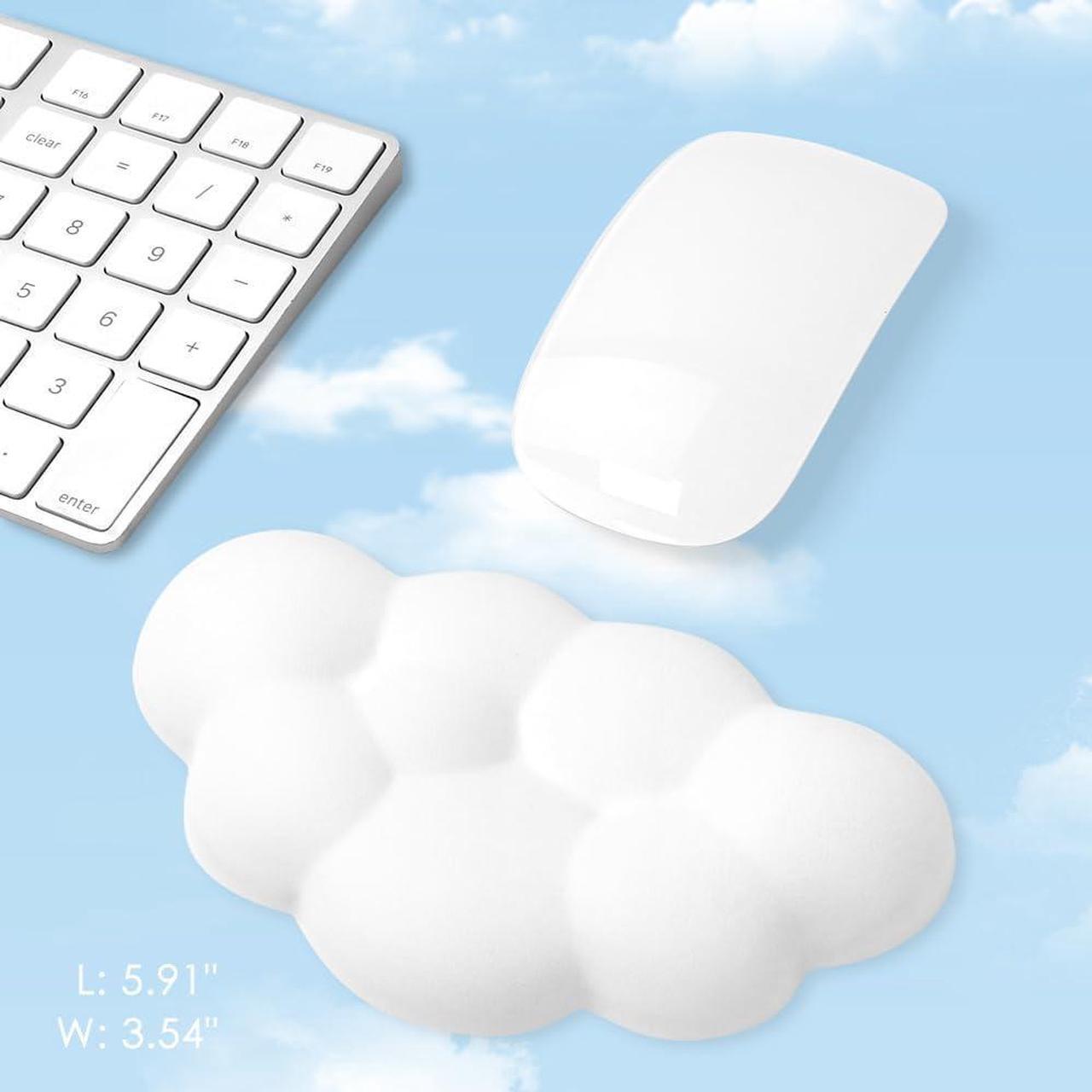 Alt view image 4 of 7 - Cloud Wrist Rest Cushion for Mouse Ergonomic Soft PU Leather Memory Foam Wrist Pain Relief Mouse Wrist Support Pad with Anti-Skid Base for Office School Home Laptop & Computer Mouse (White)
