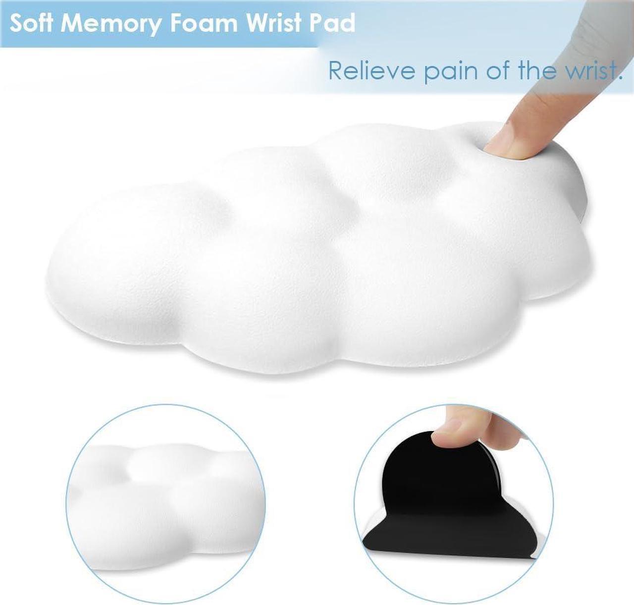 Alt view image 6 of 7 - Cloud Wrist Rest Cushion for Mouse Ergonomic Soft PU Leather Memory Foam Wrist Pain Relief Mouse Wrist Support Pad with Anti-Skid Base for Office School Home Laptop & Computer Mouse (White)
