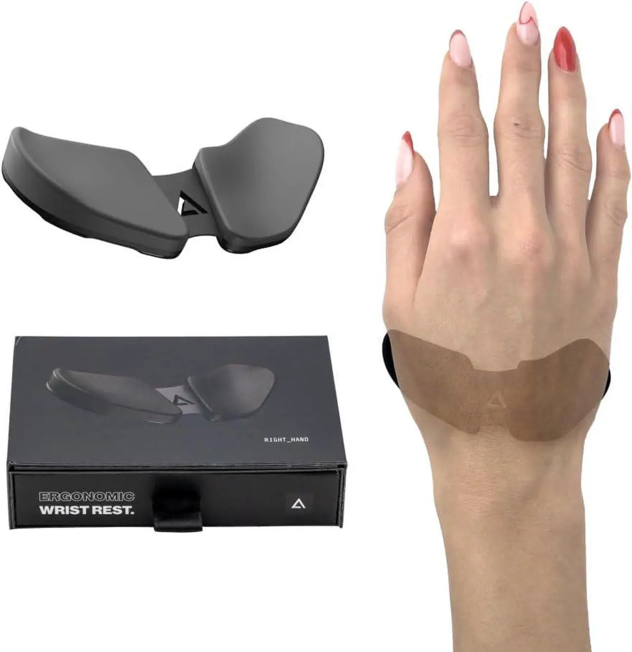 Main image of Carpio 2.0 - Right-Handed Truly Ergonomic Wrist Rest for Mouse Carpal Tunnel Support Pain Relief Anti-Fatigue Easy Glide Sleek Office Computer Laptop Gaming - Small Grey