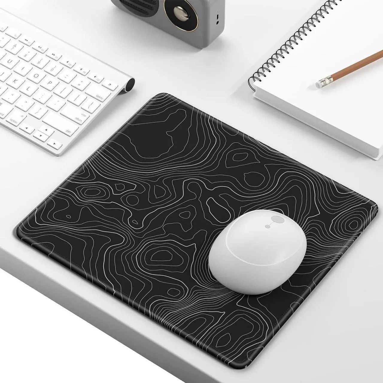 Alt view image 2 of 6 - Mouse Pad Minimalism Marble Style Computer Mousepad Anti-Slip Rubber Mouse Mat with Stitched Edges for Gaming Office Laptop PC Women 9 x 8 Thick 3mm Black Swirl