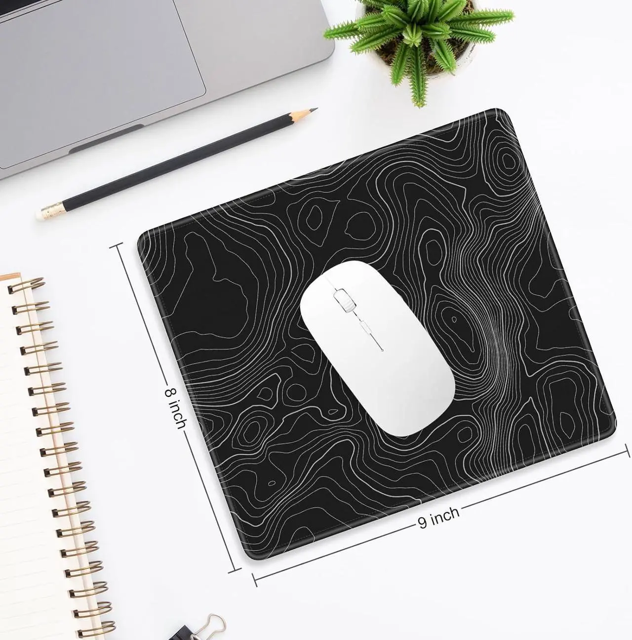 Alt view image 5 of 6 - Mouse Pad Minimalism Marble Style Computer Mousepad Anti-Slip Rubber Mouse Mat with Stitched Edges for Gaming Office Laptop PC Women 9 x 8 Thick 3mm Black Swirl