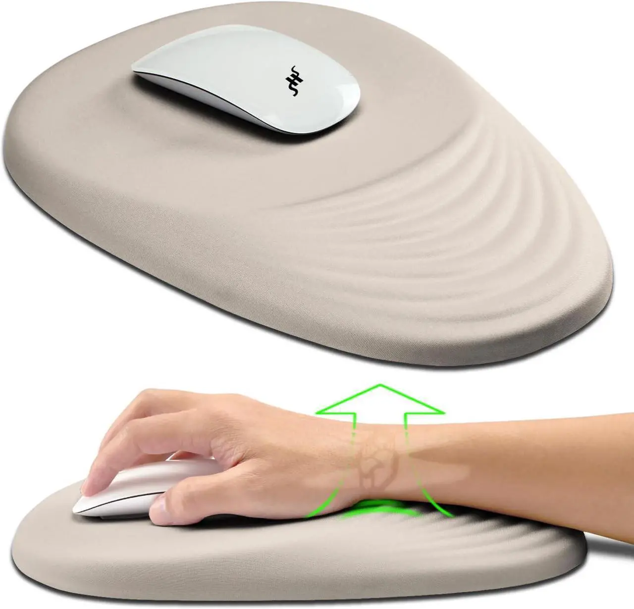 Main image of Ergonomic Mouse Pad Wrist Support Terraced Slope Carpal Tunnel Wrist Pad for Mouse with Unibody Memory Foam Wrist Rest Pain Relief Mousepad (Apricot 11.8x7.9 in)
