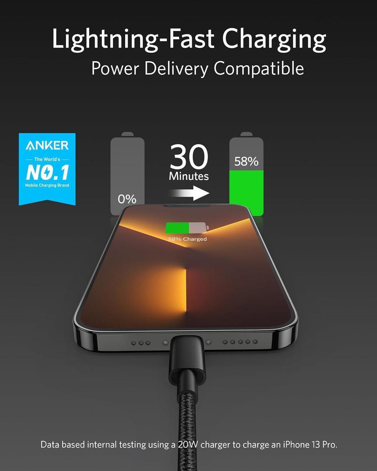 Alt view image 2 of 7 - USB C to Lightning Cable New Nylon Charging Cord [10ft MFi Certified] for iPhone 13 13 Pro 12 Pro Max 12 11 X XS XR 8 Plus  Supports Power Delivery (Black)