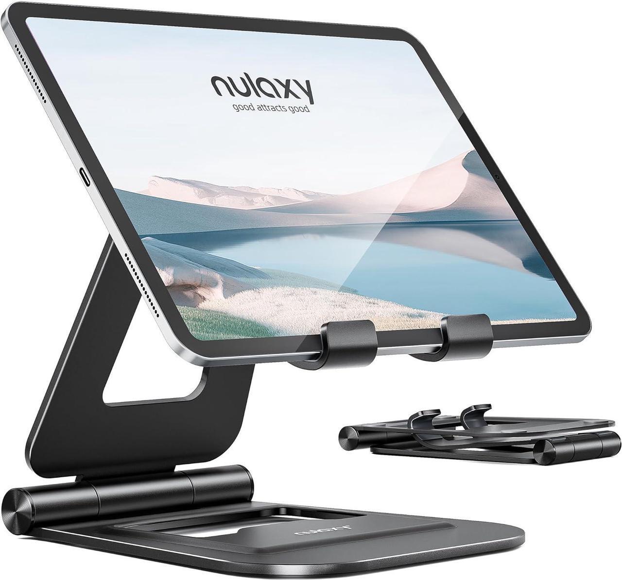 Main image of Dual Foldable iPad Stand Fully Adjustable Desktop Tablet Holder iPad Accessories for Office Kindle Compatible with 4-11 Mobile Devices iPad Pro/Air/Mini iPhone Pro/Max/Plus Nexus Black