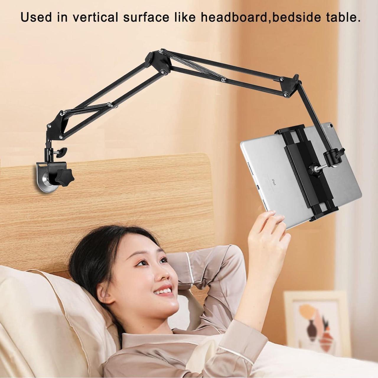 Alt view image 2 of 7 - Tablet Stand Phone Holder tablet Holder for Bed [Ultra Sturdy Bottom Clamp]  Flexible Tablet arm Stand for Desk Mount Compatible with iPad Pro 12.9 iPad Galaxy Tab iPhone or 4.5~13 Inch Devices
