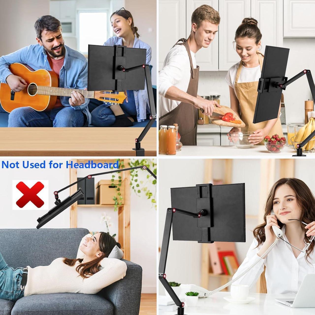 Alt view image 6 of 7 - Tablet Stand Holder for ipad Portable Monitor Stand Holder 15.6 16 Desk Mount with 360°Rotate Base Fits for 4.7-16 Phone Kindle Fire HD Nintendo Switch