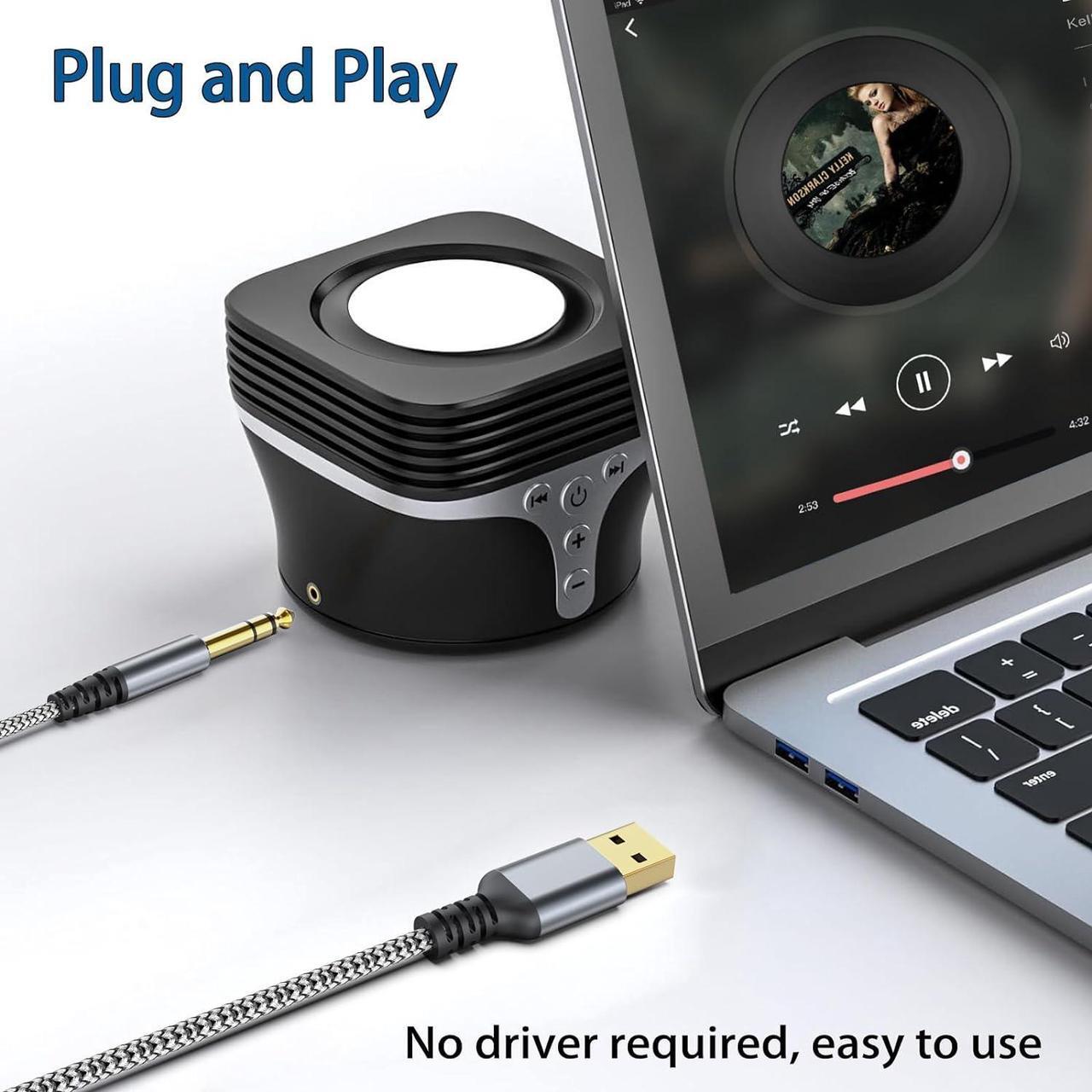 Alt view image 5 of 7 - USB to 1/4 TRS Stereo Audio Cable 6.6FT USB A to 6.35mm 1/4 inch Male Audio Adapter for Laptop Windows PC Amplifier Speaker Headphones Note: NOT Applicable to Recording Truck TV USB Ports