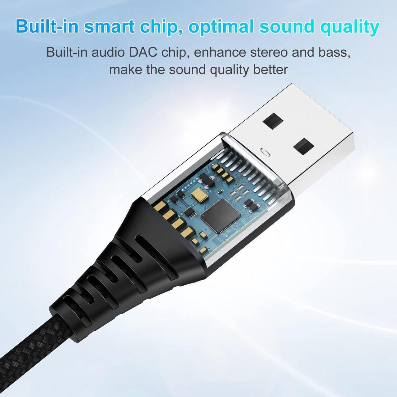 Alt view image 3 of 6 - USB to 3.5mm Jack Audio Adapter External Sound Card USB-A to Audio Jack Adapter with Aux Stereo Converter Compatible with Headset PC Windows Laptop Mac Desktops for PS4 and More Device (Black)