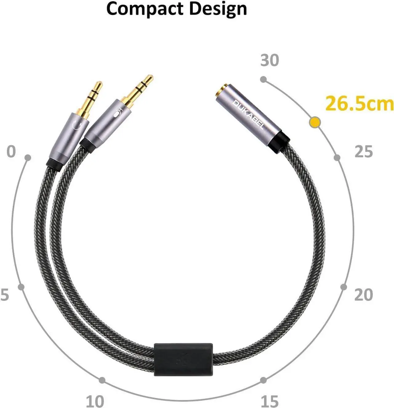 Alt view image 7 of 7 - Headset Splitter Cable Gold-Plated & Strong Braided Y Splitter Audio Cable Separate Microphone Headphone Port Gaming Headset Splitter PC Earphone Adapter VoIP Phone -TopSeries (12inch / 30cm)