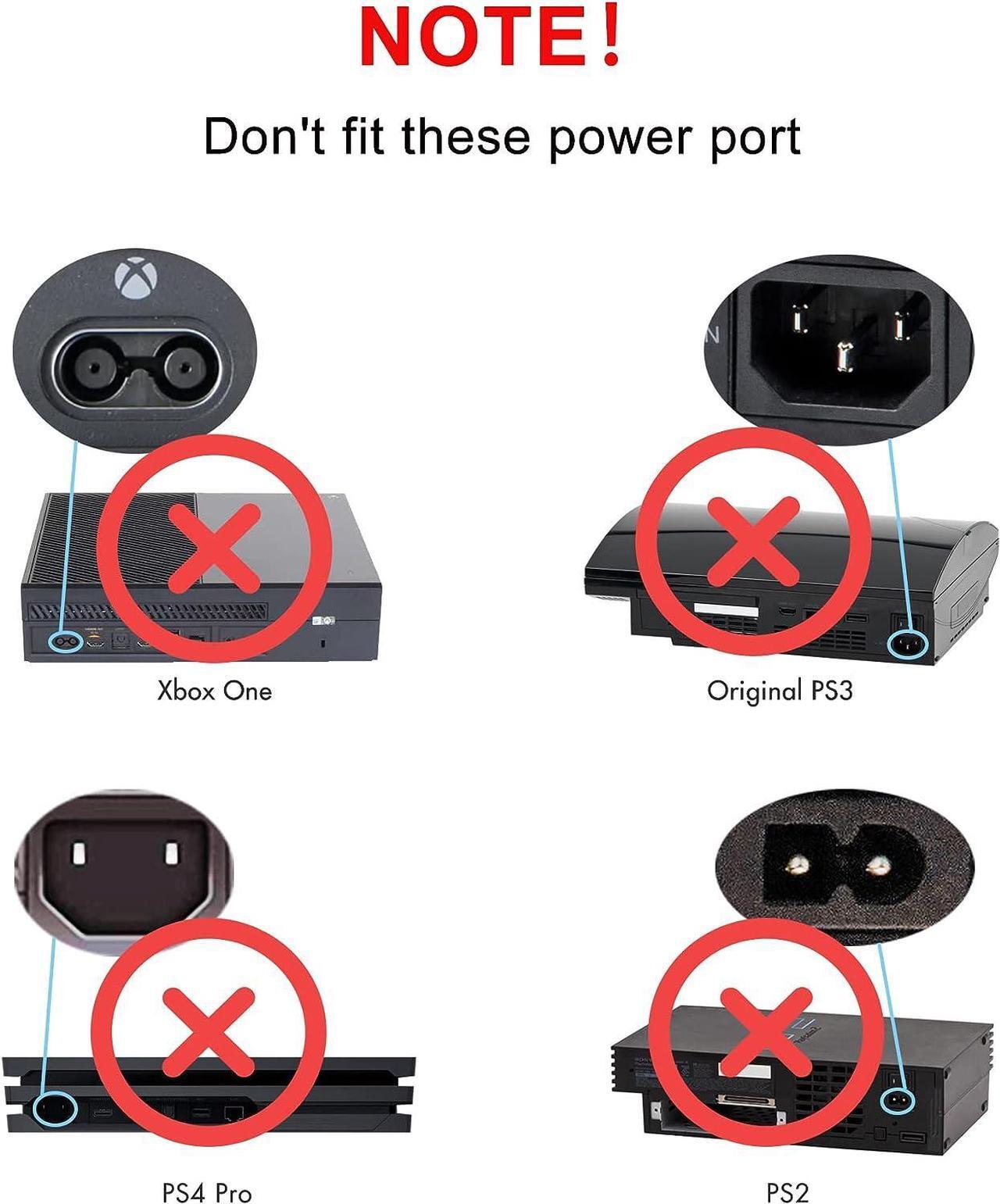 Alt view image 6 of 6 - AC Power Cord for Xbox One S/X Xbox Series X / S Sony PS4 / PS4 Slim / PS5 / PS3 Slim / PS3 Super Slim PlayStation 4 Slim PlayStation 5 PlayStation 3 Slim Power Supply Cable Replacement
