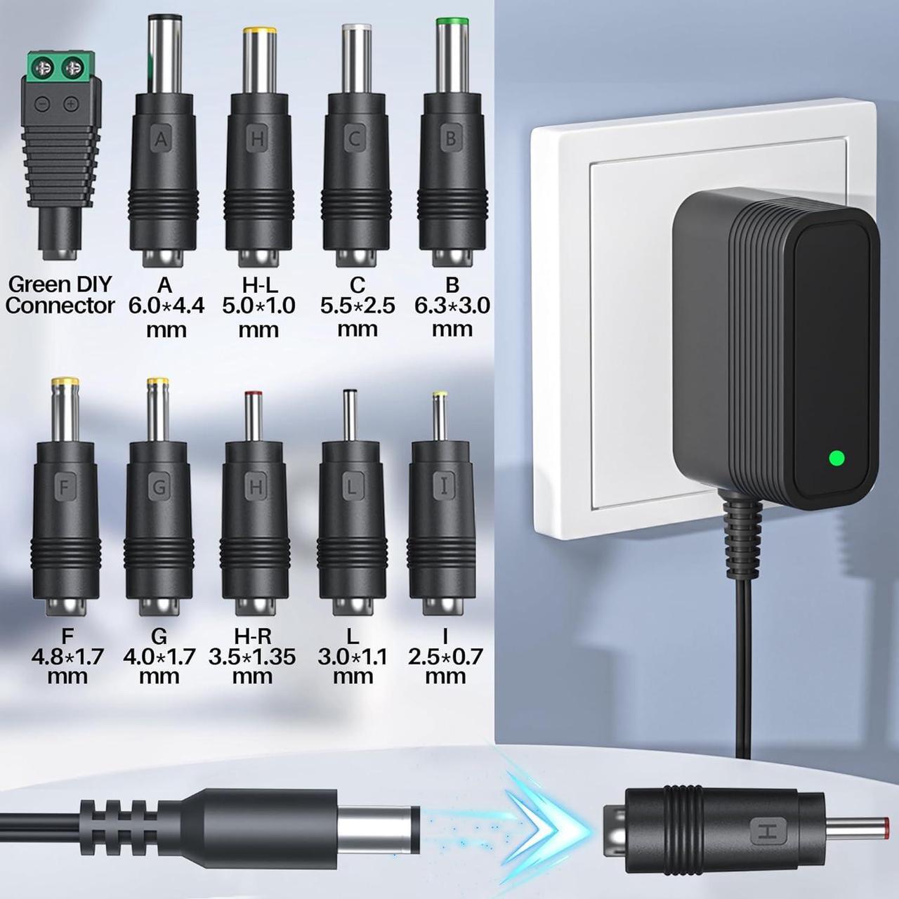Alt view image 4 of 7 - 15V DC Power Supply DC 15V Power Cord 15V 1A Charger with 10 Interchangeable Jacks Universal Adapter for 100mA 200mA 300mA 400mA 500mA 600mA 700mA 800mA 900mA 1000mA Equipment 15 Volt Power Supply