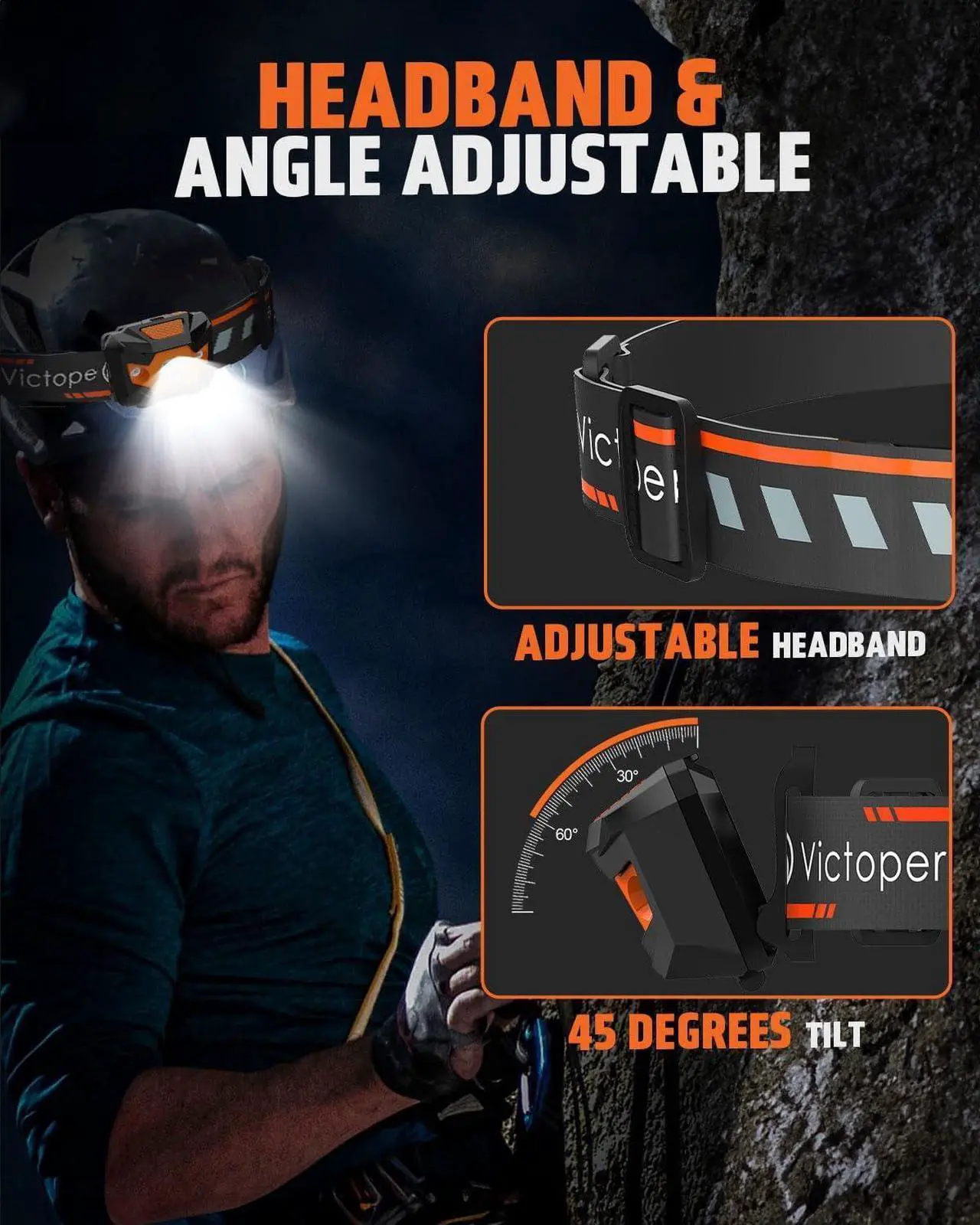 Alt view image 3 of 7 - Headlamp 2 Pack 4 Modes Red Light Head Lamp Battery Powered Hardhat Mechanic Waterproof Headlamps Flashlight LED Head Lamps for Adults Kids Camping Running Hiking Outdoor Fishing