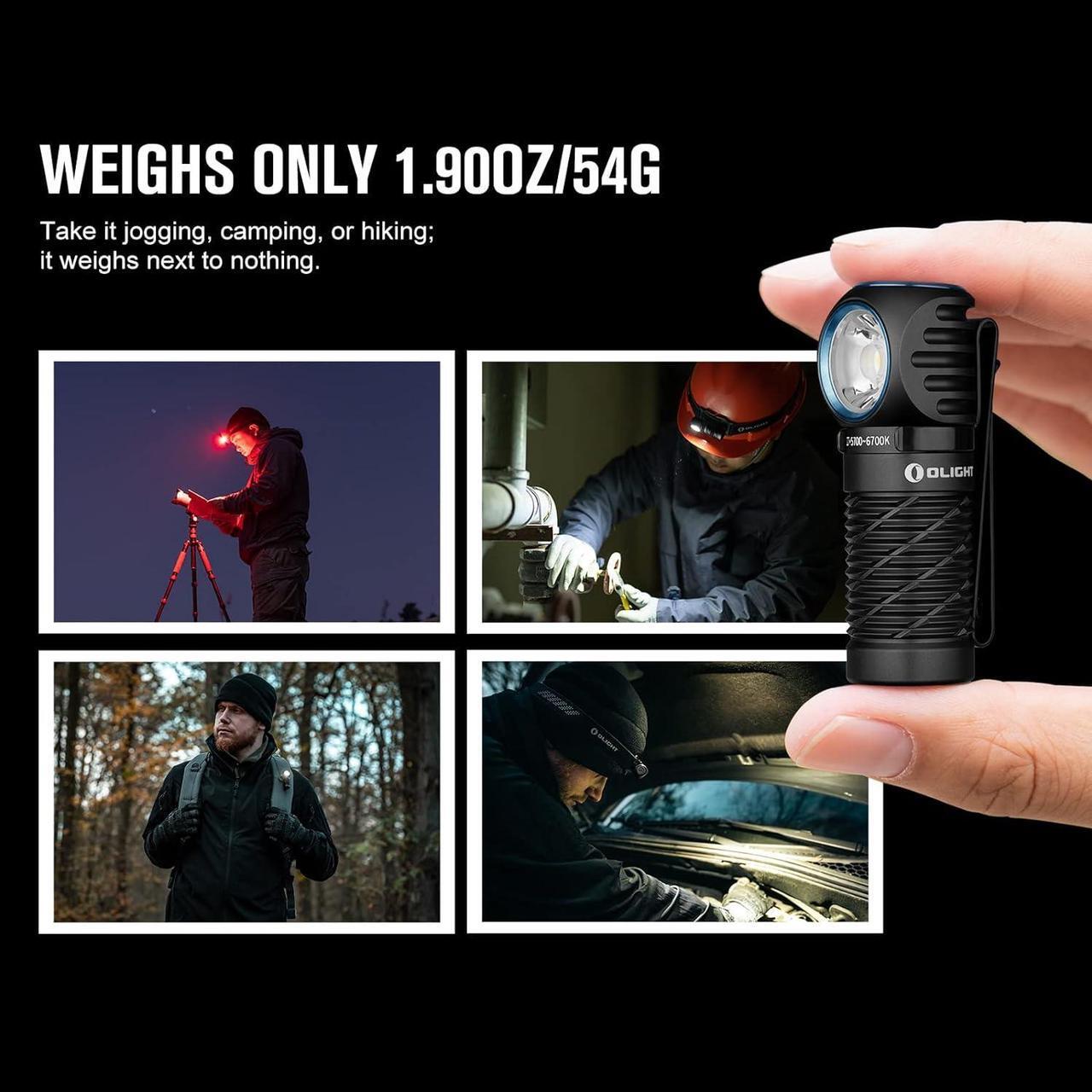 Alt view image 3 of 7 - Perun 2 Mini Headlamp 1100 Lumens LED Head Flashlight, Rechargeable Headlight with Red Light Option, Great for Working, Hiking, Camping and Climbing (Black Cool White: 5700~6700K)