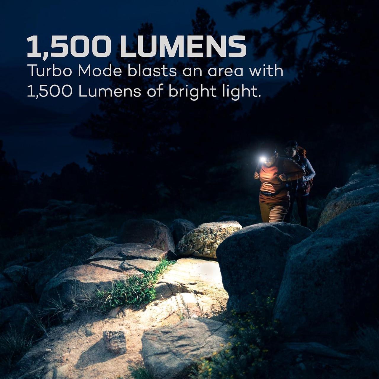 Alt view image 2 of 6 - Transcend 1500 Rechargeable Headlamp | 1,500 Lumens, 5 Light Modes, Detachable Magnetic Work Lamp, Waterproof, Bright LED Head Light for Hiking & Camping, Includes USB Charging Cable