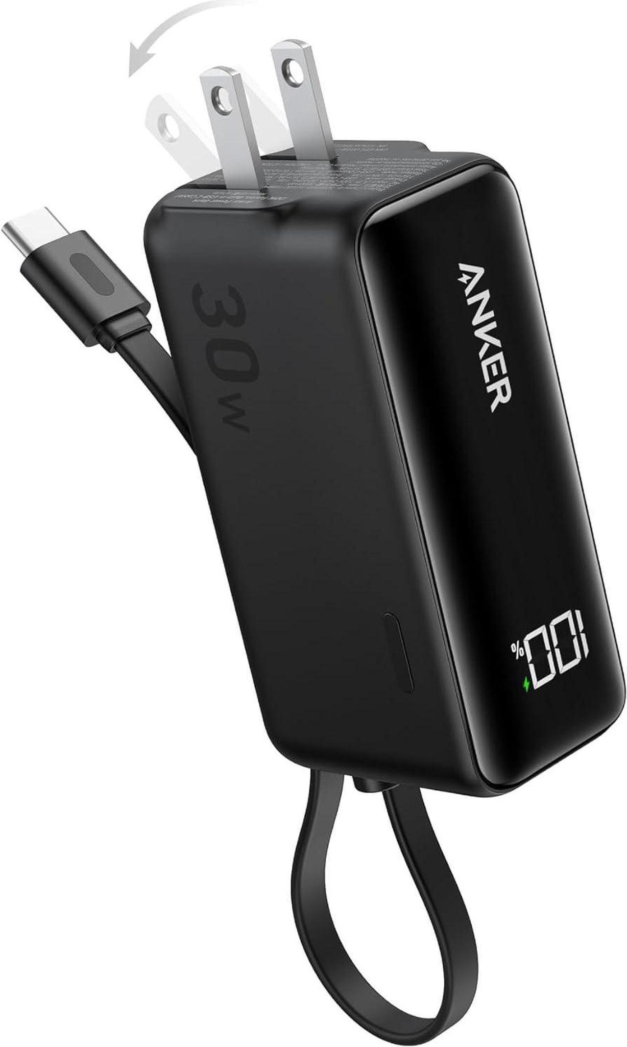 Main image of Power Bank USB C Charger Block 3-in-1 5 000mAh Portable Charger with Built-in USB-C Cable and Foldable AC Plug 30W Max Compact Battery Pack for iPhone 15 Series Galaxy MacBook and More
