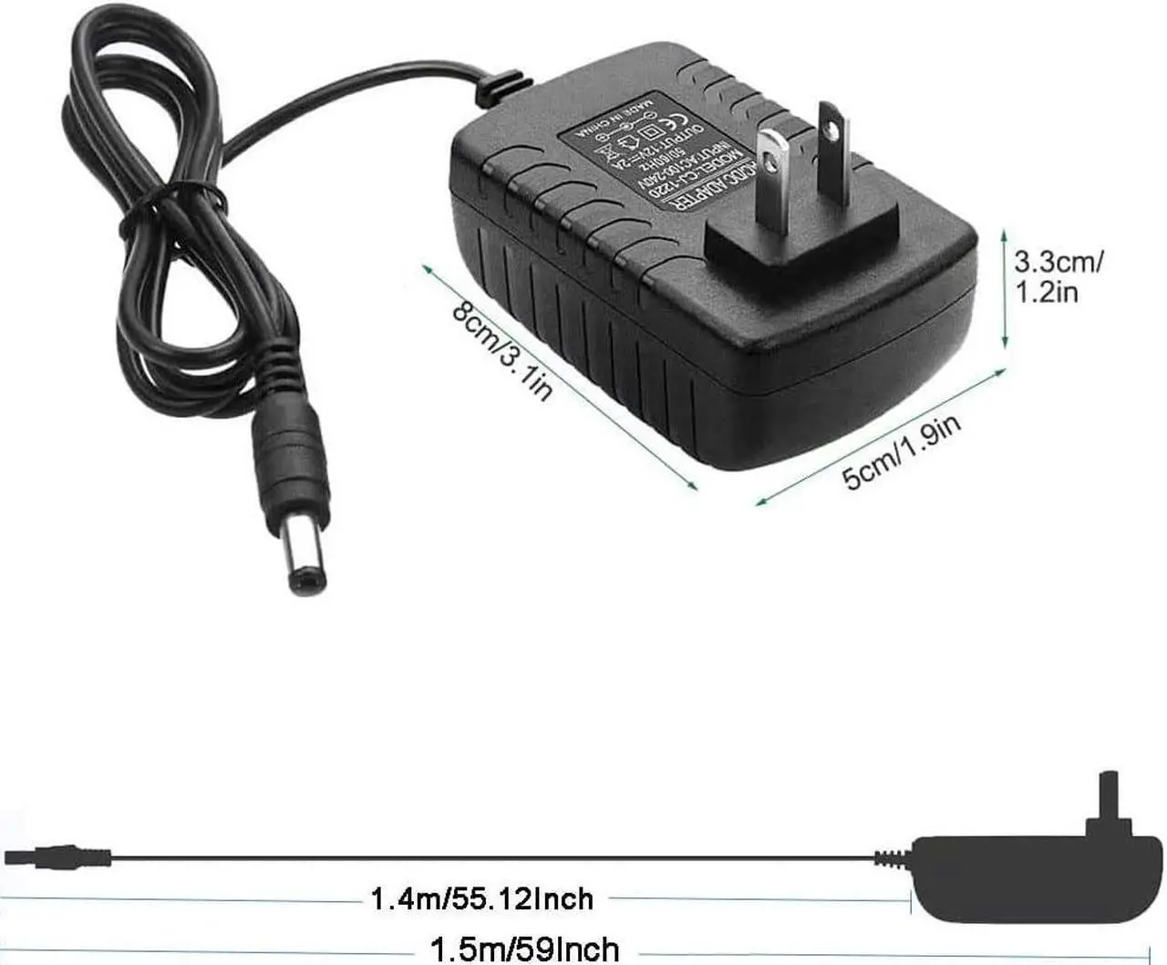 Alt view image 5 of 7 - DC 12Volt 2A Power Supply Adapter 24W AC DC Wall Adapter 100-240V AC to DC 12V 2A 1.5A Power Adapter Converter with 5.5mm x 2.5mm Compatible with 5.5x2.1mm Tip 12V ac/dc Transformer Adapter