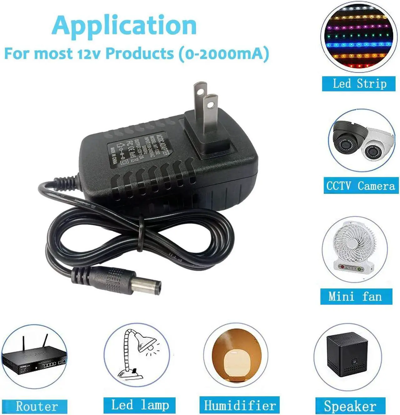 Alt view image 6 of 7 - DC 12Volt 2A Power Supply Adapter 24W AC DC Wall Adapter 100-240V AC to DC 12V 2A 1.5A Power Adapter Converter with 5.5mm x 2.5mm Compatible with 5.5x2.1mm Tip 12V ac/dc Transformer Adapter