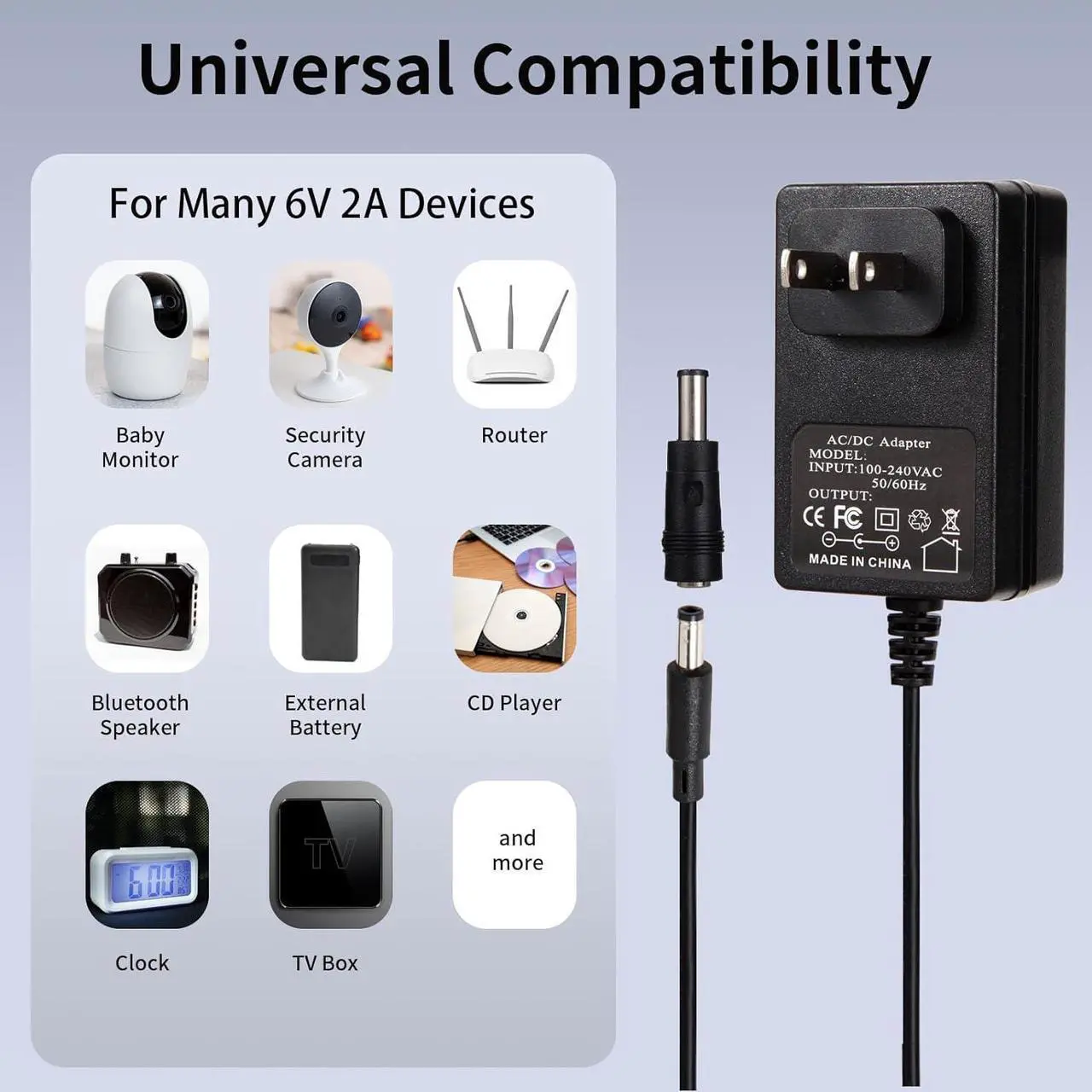 Alt view image 5 of 6 - 6V Power Supply AC Adapter DC 6Volt Power Adapter Charger DC in 6V Power Cord with 8 Interchangeable DC Plug for 100mA 300mA 400mA 500mA 600mA 700mA 800mA 900mA 1000mA 1500mA 2000mA Equipment