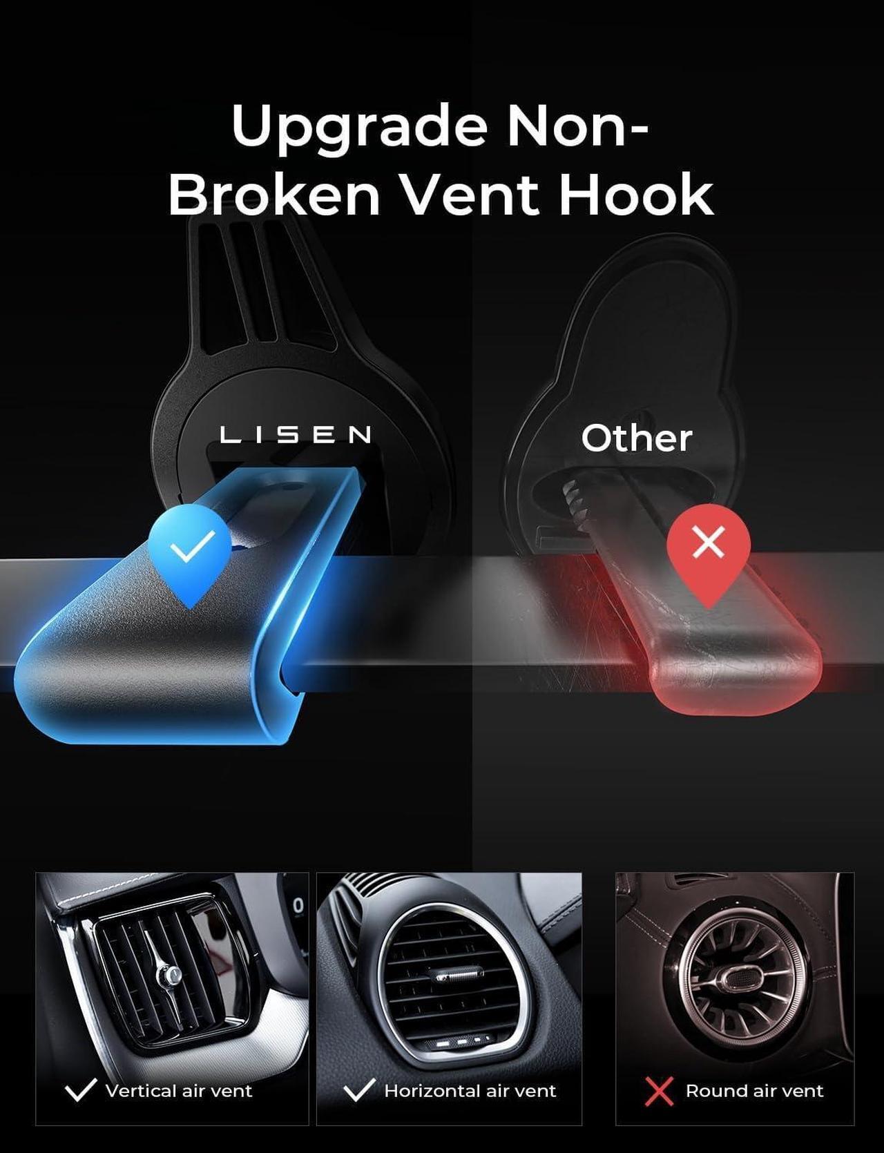 Alt view image 4 of 7 - 2 Pack Fits MagSafe Car Mount Magnetic Phone Holder for Car[24 Super Magnets]car Vent Phone Mount Mag safe Phone Holder Car Accessories for iPhone 16 15 14 13 Pro Max Plus Mag Safe Case Black