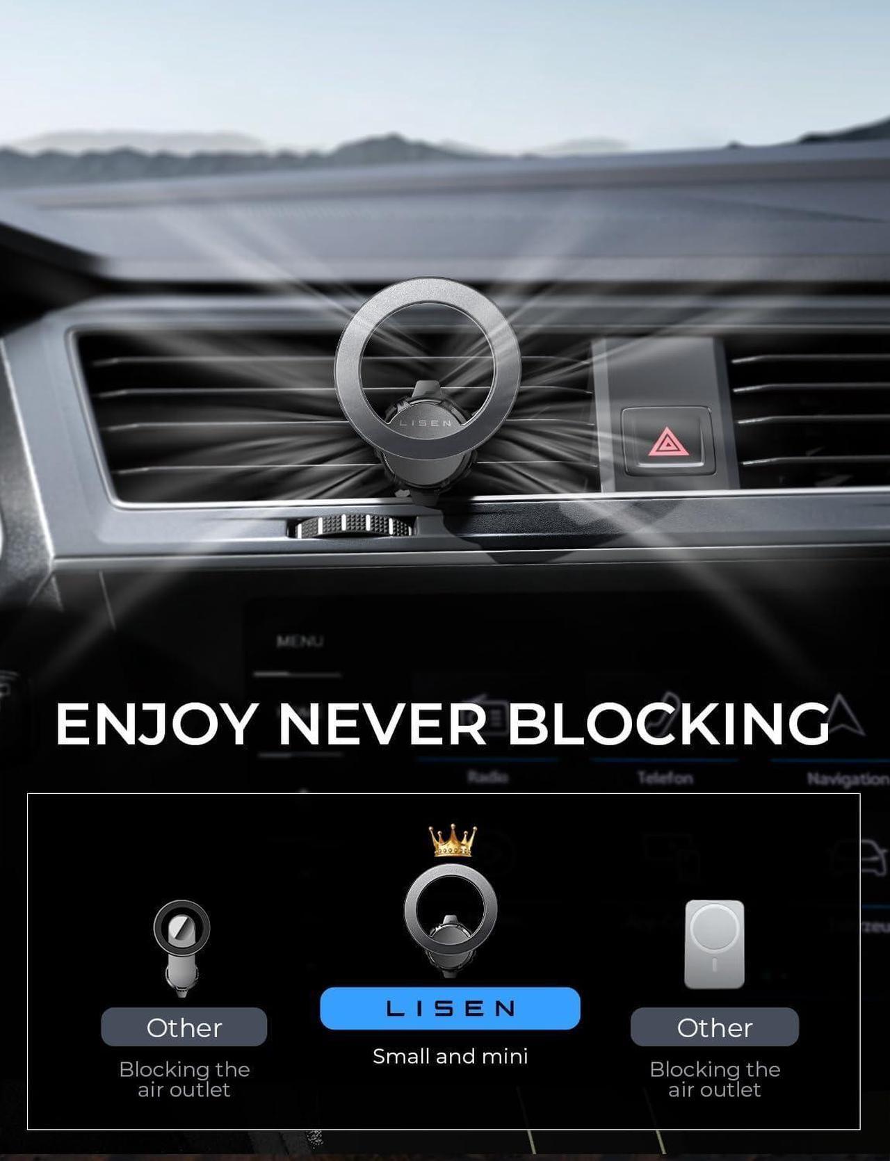 Alt view image 6 of 7 - 2 Pack Fits MagSafe Car Mount Magnetic Phone Holder for Car[24 Super Magnets]car Vent Phone Mount Mag safe Phone Holder Car Accessories for iPhone 16 15 14 13 Pro Max Plus Mag Safe Case Black