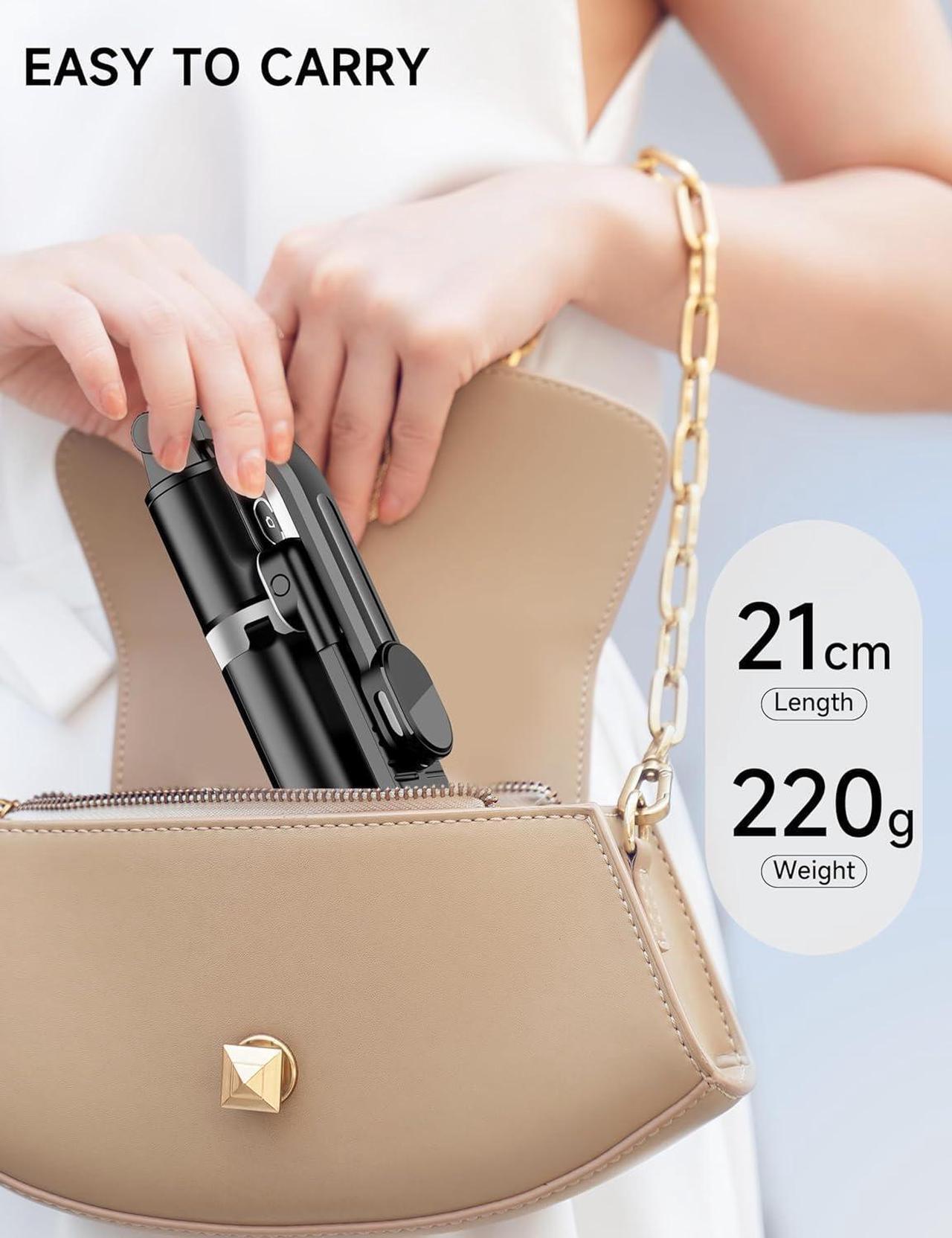 Alt view image 7 of 7 - 45" Selfie Stick Tripod with 2 Lights, Extendable 5 in 1 Selfie Stick Phone Tripod, Portable Selfie Sticks with Wireless Remote Compatible with iPhone 15/14/13 Pro Max, Samsung, Android, Gopro
