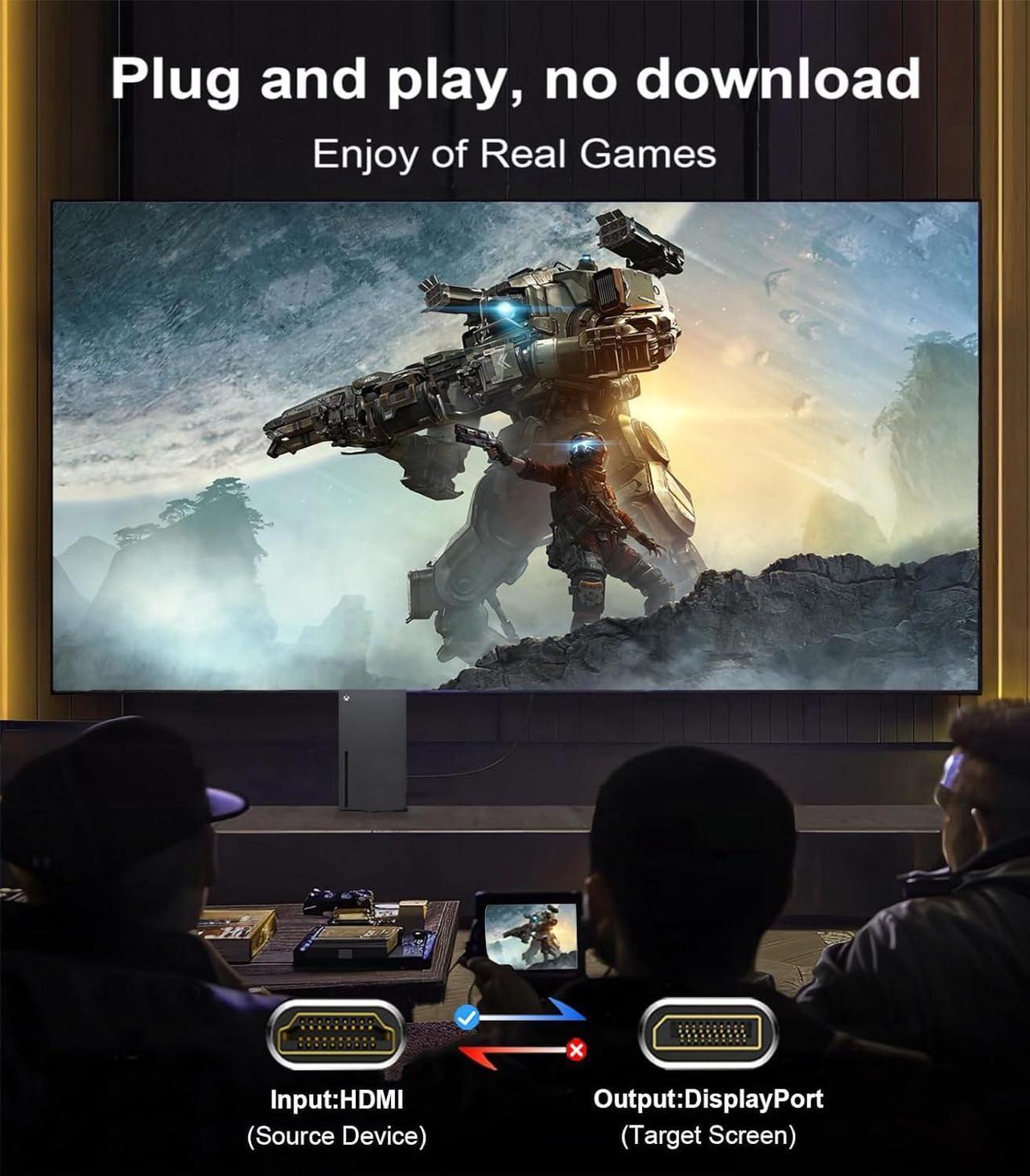 Alt view image 5 of 7 - HDMI to DisplayPort Adapter | 4K@60Hz HDMI (Source) 2.0 Male to DP (Display) 1.2 Female Converter [1 Pack] HDMI to Display Port Adapter Compatible with Laptop AMD NVIDIA PS5 Xbox and More