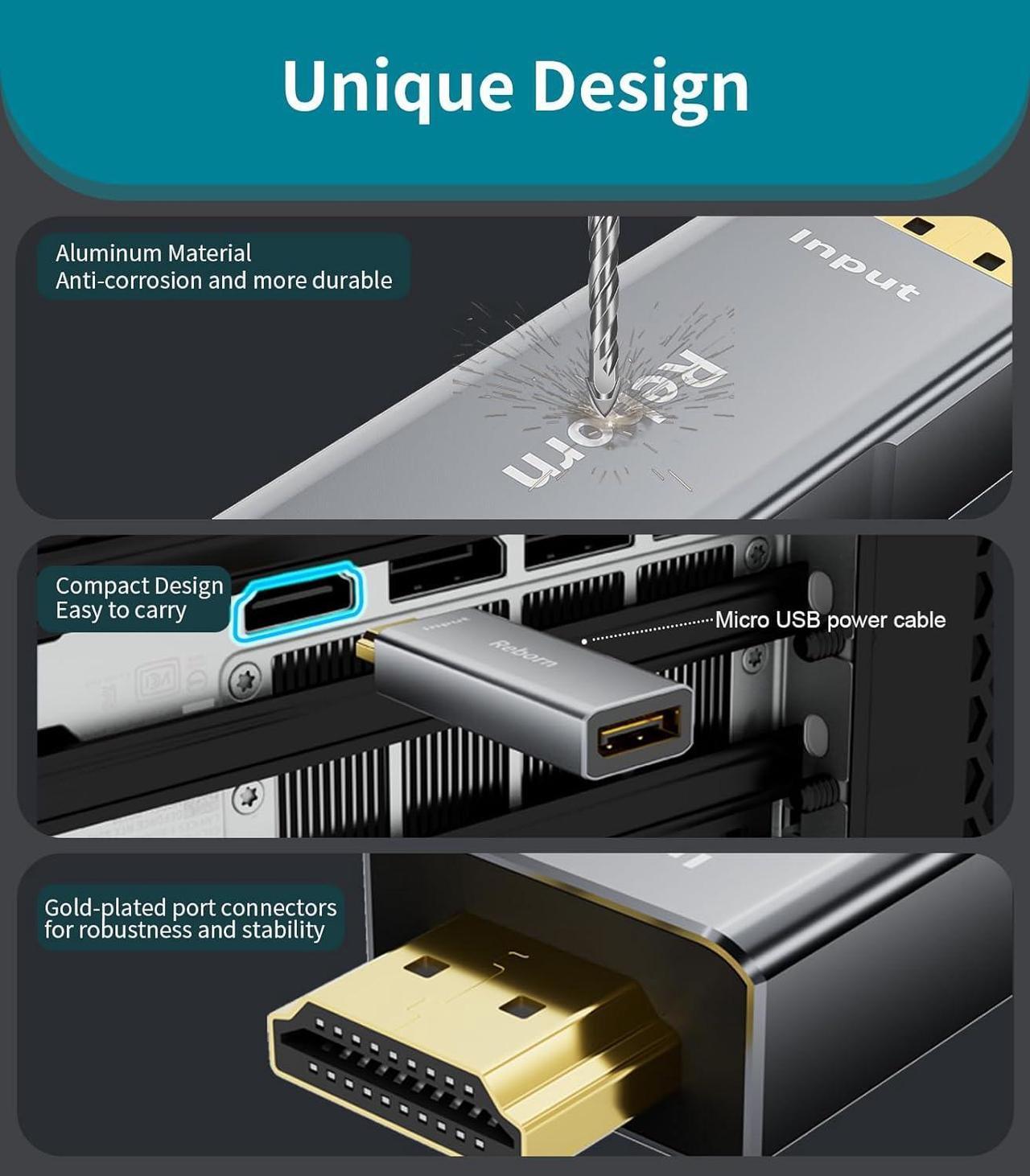 Alt view image 6 of 7 - HDMI to DisplayPort Adapter | 4K@60Hz HDMI (Source) 2.0 Male to DP (Display) 1.2 Female Converter [1 Pack] HDMI to Display Port Adapter Compatible with Laptop AMD NVIDIA PS5 Xbox and More