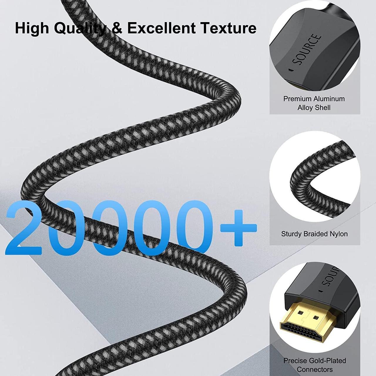 Alt view image 6 of 7 - Short HDMI Cables 1 Ft 5-Pack Thin 4K HDMI Cables Braided- High Speed HDMI 2.0 Cable Male to Male Flexible with Ethernet 4K@60hz HDR 3D ARC & CL3 Rated