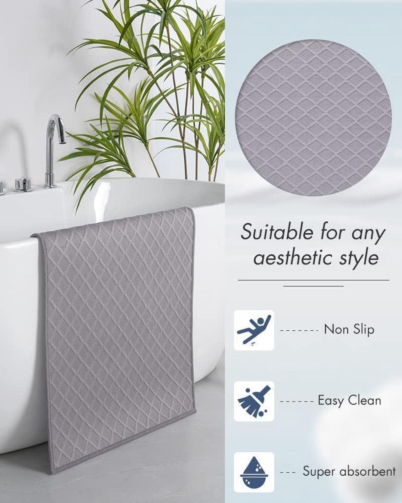 Alt view image 5 of 7 - Ultra Thin Bathroom Rugs Rubber Bath Mats for Bathroom Non Slip Absorbent Bath Rug for Floor Shower Sink (17x28 Grey)