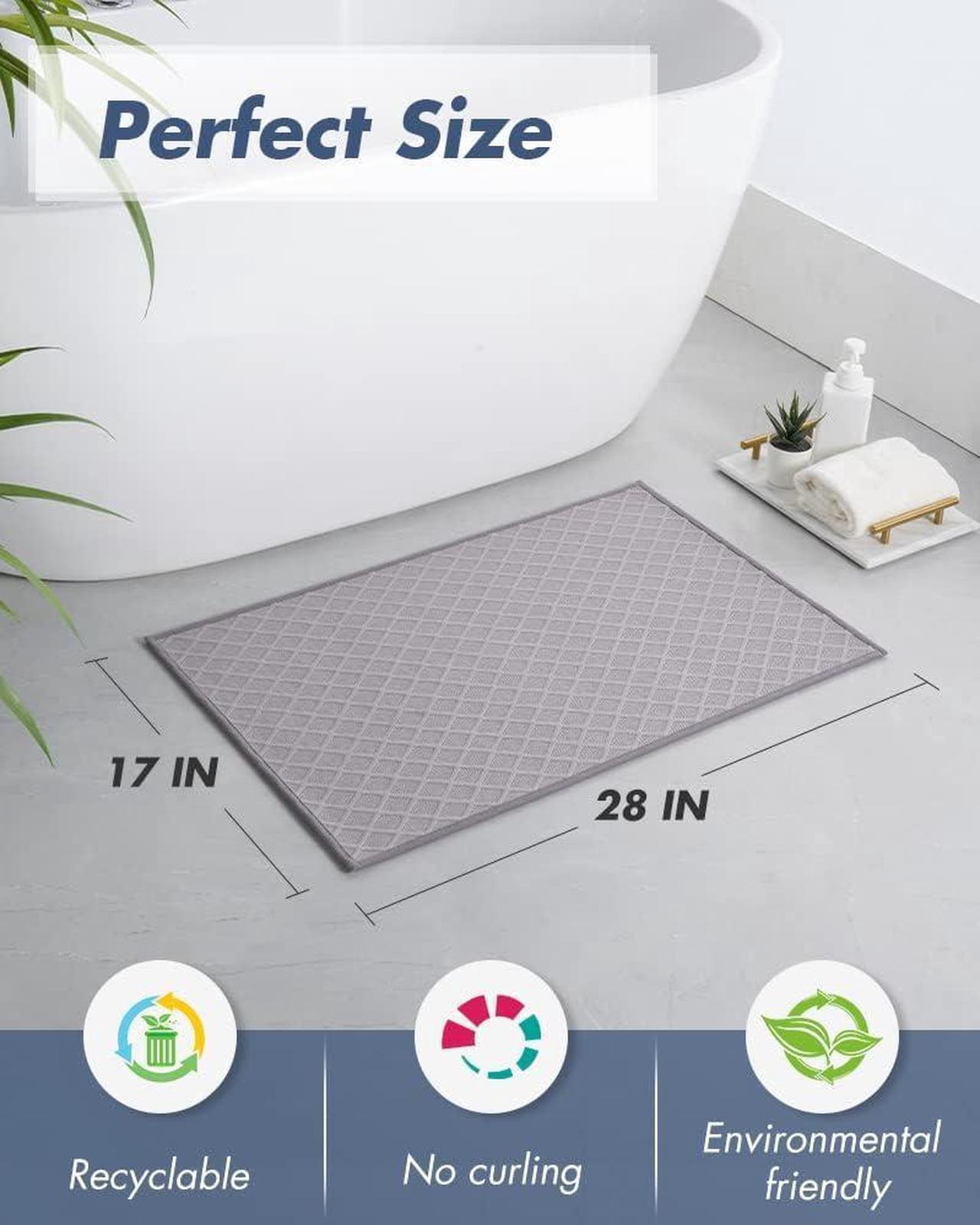Alt view image 7 of 7 - Ultra Thin Bathroom Rugs Rubber Bath Mats for Bathroom Non Slip Absorbent Bath Rug for Floor Shower Sink (17x28 Grey)