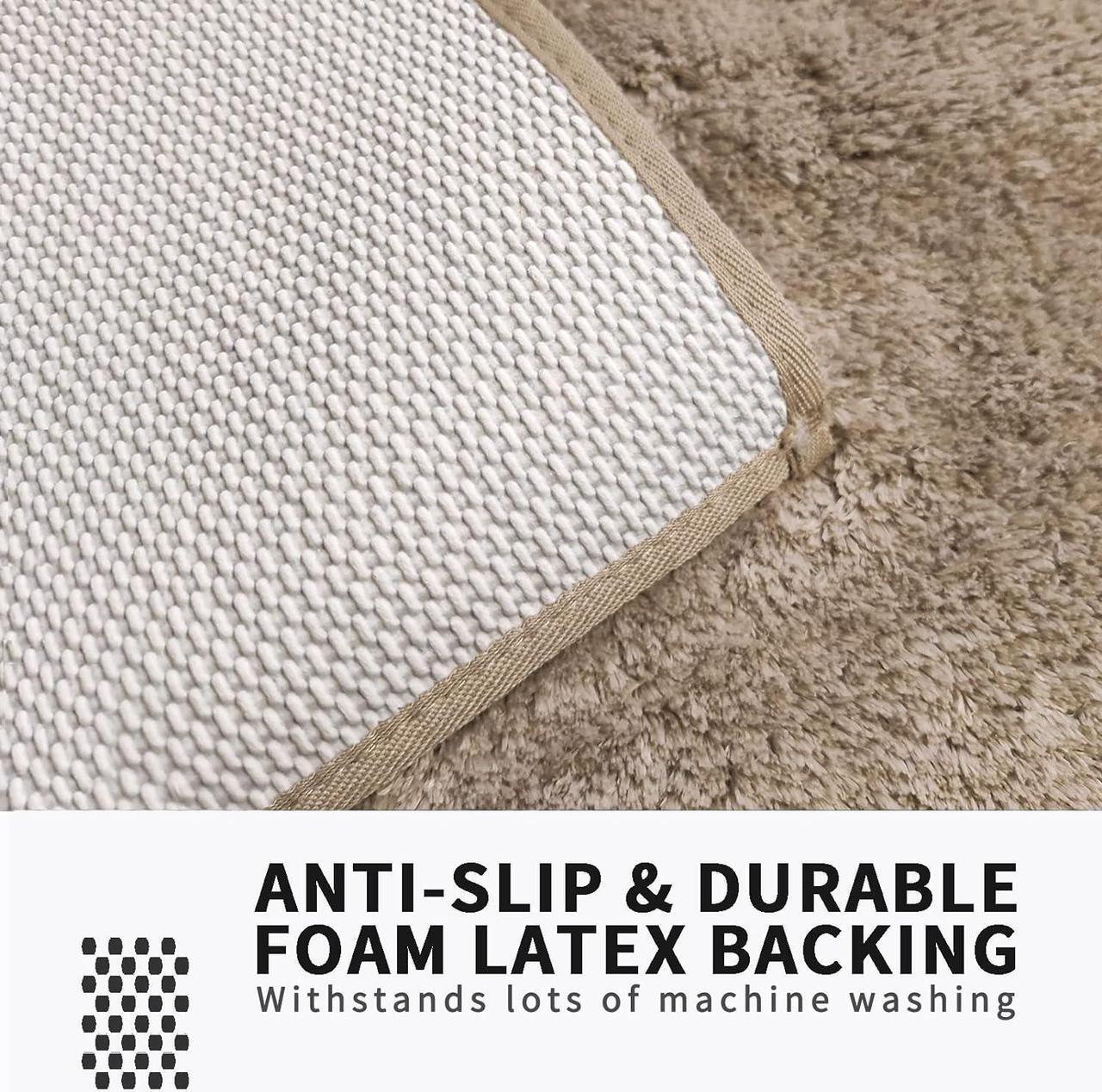 Alt view image 3 of 6 - Bathroom Rugs Non-Slip for Bathroom Soft Shaggy Bath Mats for Bathroom Floor Absorbent Plush Bathroom Mats Machine Washable Bathroom Rug Mat 17x24 Inches Beige