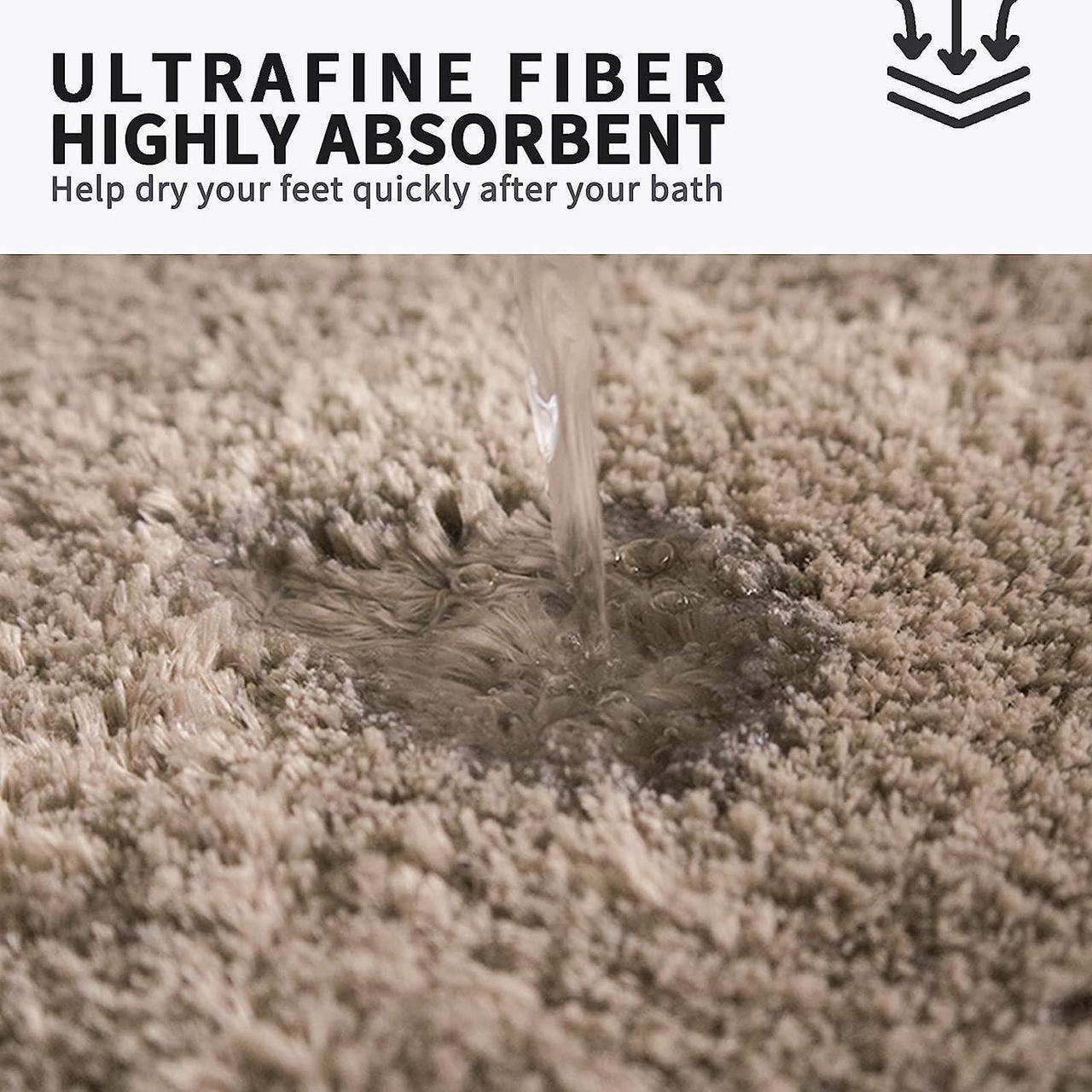 Alt view image 4 of 6 - Bathroom Rugs Non-Slip for Bathroom Soft Shaggy Bath Mats for Bathroom Floor Absorbent Plush Bathroom Mats Machine Washable Bathroom Rug Mat 17x24 Inches Beige