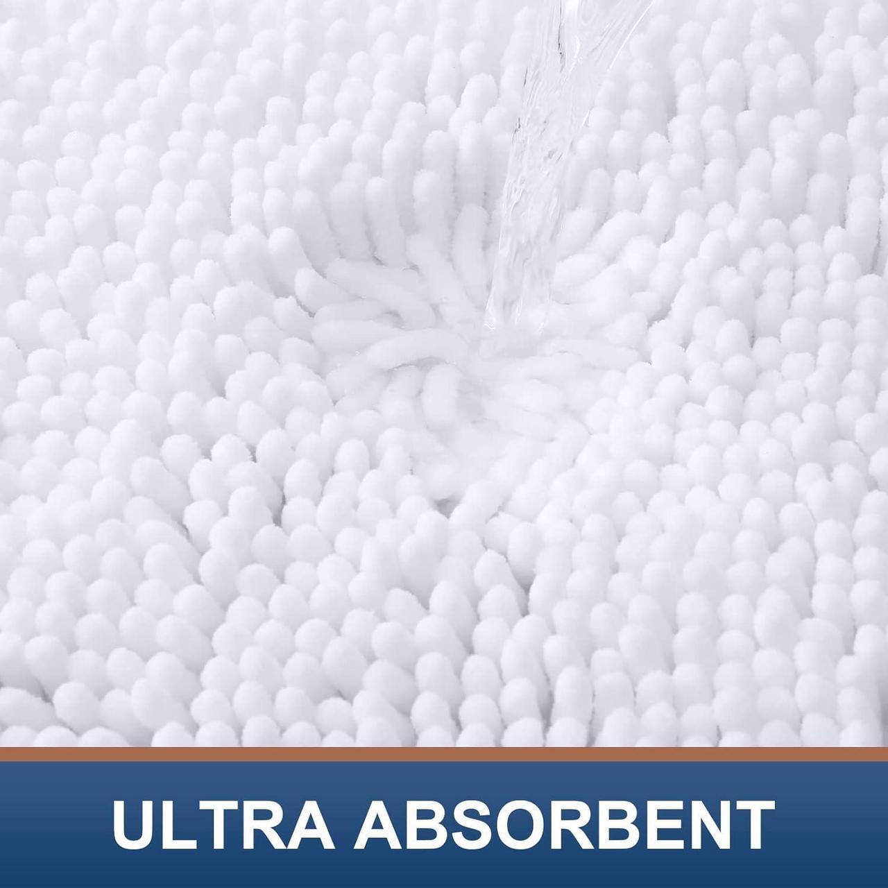 Alt view image 4 of 7 - Luxury Chenille Bath Rug Extra Soft and Absorbent Shaggy Bathroom Mat Rugs Machine Washable Non-Slip Plush Carpet Runner for Tub Shower and Bath Room (24x16 White)