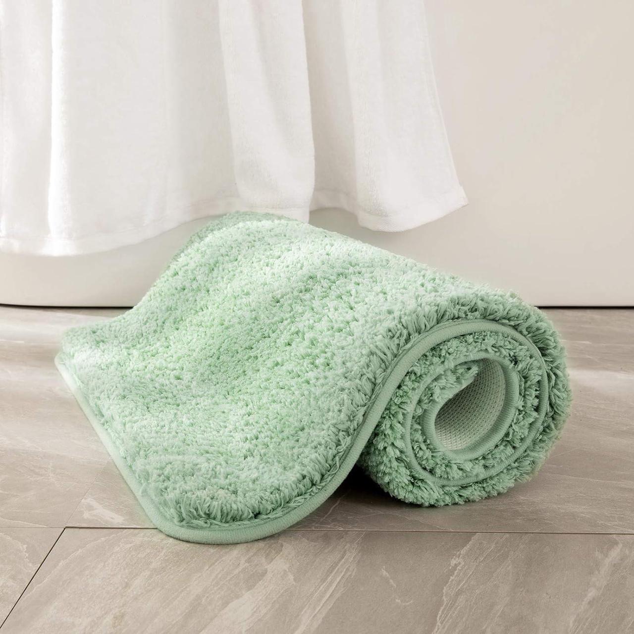 Main image of Extra Thick Non Slip Bathroom Rug Shaggy Soft Bath Mat Plush Microfiber Absorbent Water for Shower Tub Machine Washable (Sage Green 16x24 Inches)