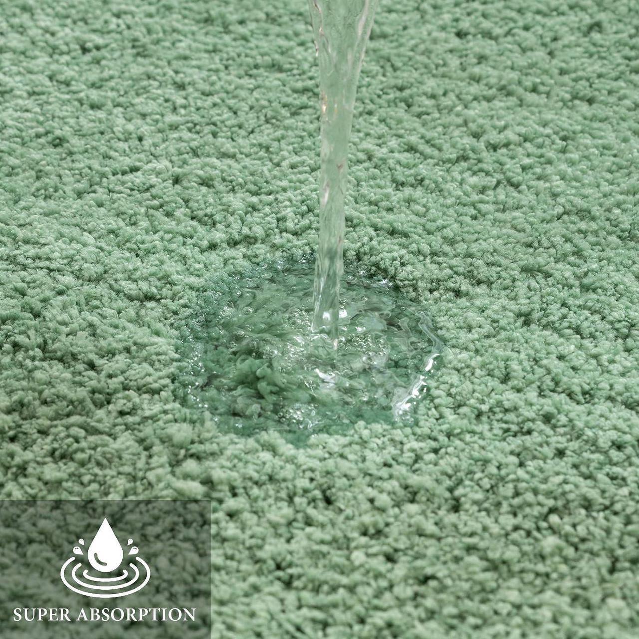 Alt view image 3 of 6 - Extra Thick Non Slip Bathroom Rug Shaggy Soft Bath Mat Plush Microfiber Absorbent Water for Shower Tub Machine Washable (Sage Green 16x24 Inches)