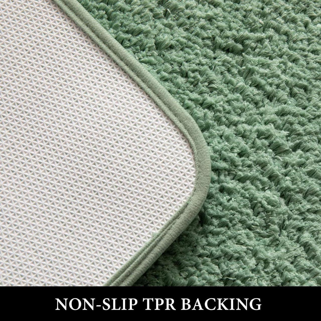 Alt view image 4 of 6 - Extra Thick Non Slip Bathroom Rug Shaggy Soft Bath Mat Plush Microfiber Absorbent Water for Shower Tub Machine Washable (Sage Green 16x24 Inches)