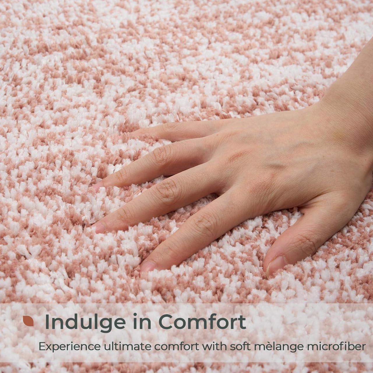 Alt view image 3 of 7 - Melange Tufted Bathroom Rugs 20x32 Water Absorbent Soft Bath Mat for Bathroom Floor Non Slip & Washable Shower Mat Room Accessories Microfiber Bathroom Mat Pink & White