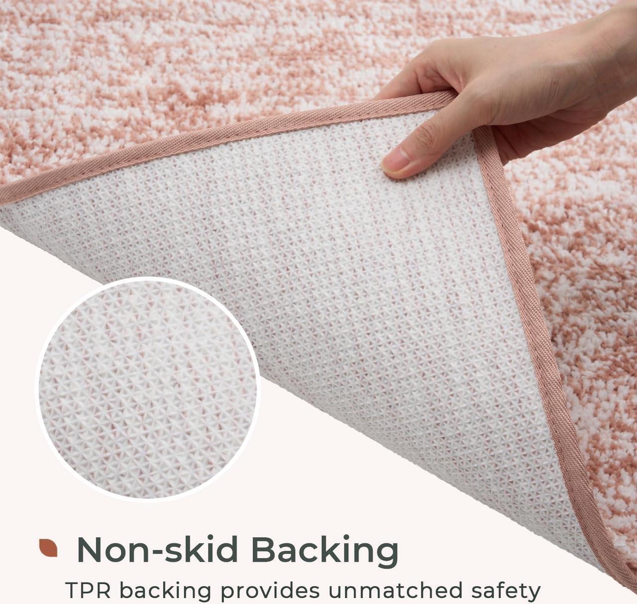 Alt view image 5 of 7 - Melange Tufted Bathroom Rugs 20x32 Water Absorbent Soft Bath Mat for Bathroom Floor Non Slip & Washable Shower Mat Room Accessories Microfiber Bathroom Mat Pink & White
