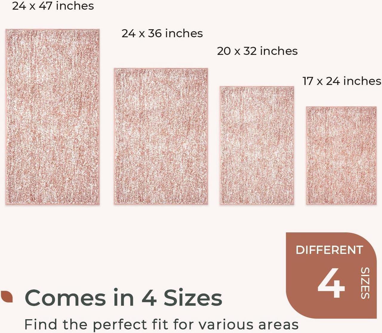 Alt view image 6 of 7 - Melange Tufted Bathroom Rugs 20x32 Water Absorbent Soft Bath Mat for Bathroom Floor Non Slip & Washable Shower Mat Room Accessories Microfiber Bathroom Mat Pink & White