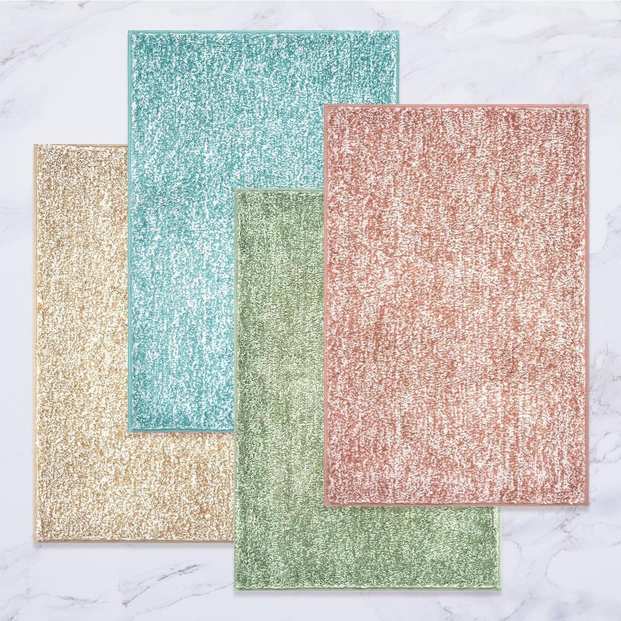 Alt view image 7 of 7 - Melange Tufted Bathroom Rugs 20x32 Water Absorbent Soft Bath Mat for Bathroom Floor Non Slip & Washable Shower Mat Room Accessories Microfiber Bathroom Mat Pink & White
