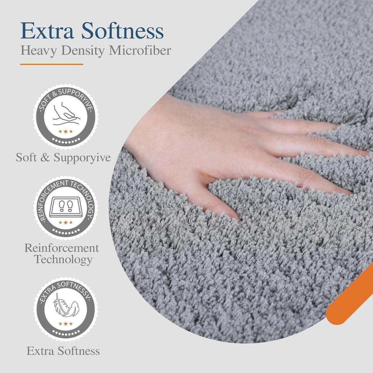 Alt view image 2 of 7 - Bathroom Rug Non Slip Bath Mat (16 x 24 Grey) Water Absorbent Soft Microfiber Shaggy Mat Machine Washable Thick Plush Rugs for Shower